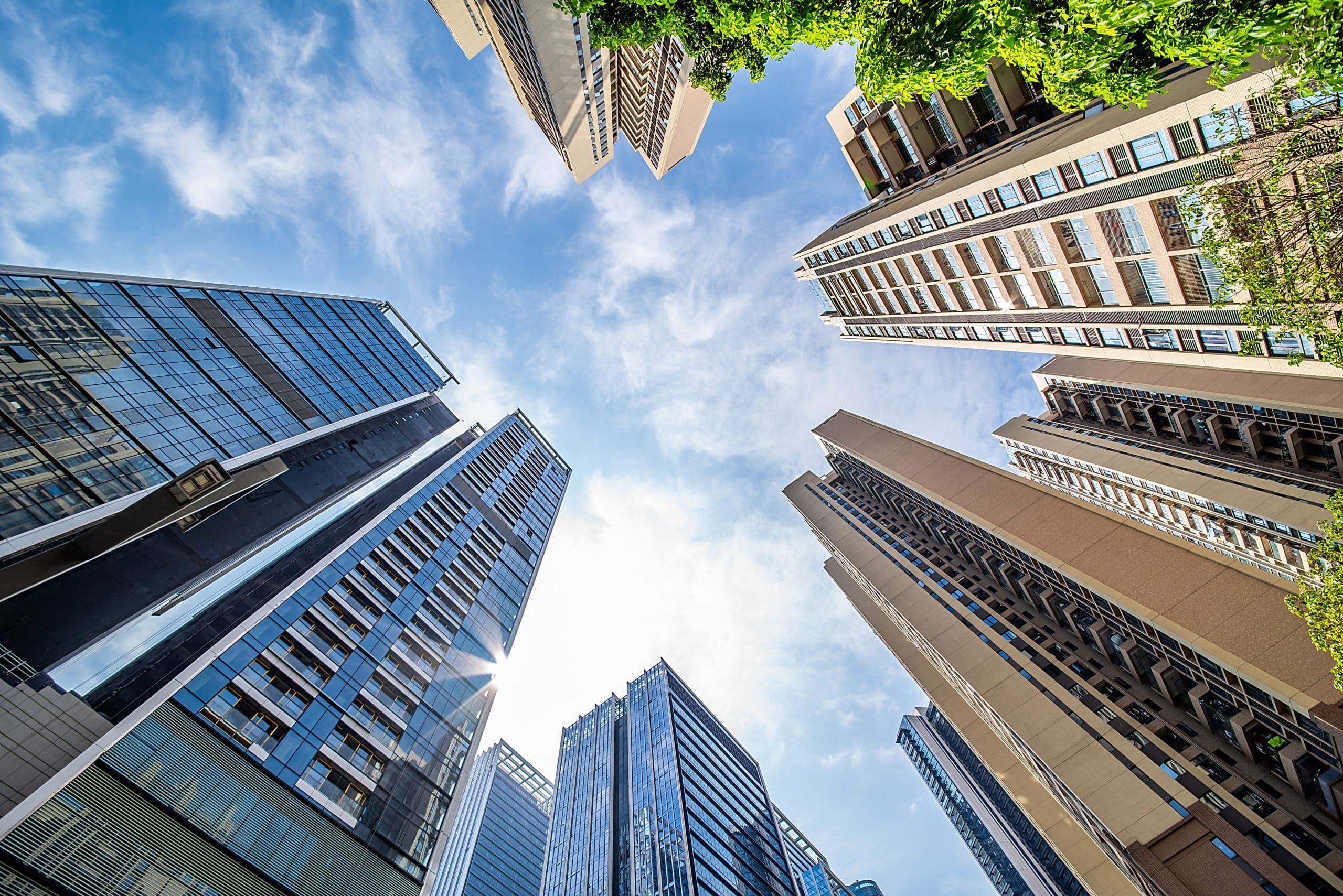 Looking,Up,At,The,City's,Dense,Real,Estate,Properties